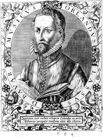 Orlando di Lasso. Portrait von Theodor de Bry aus Jean Jacques Boissard, Bibliotheca sive Thesaurus virtutis et gloriae, Frankfurt 1592